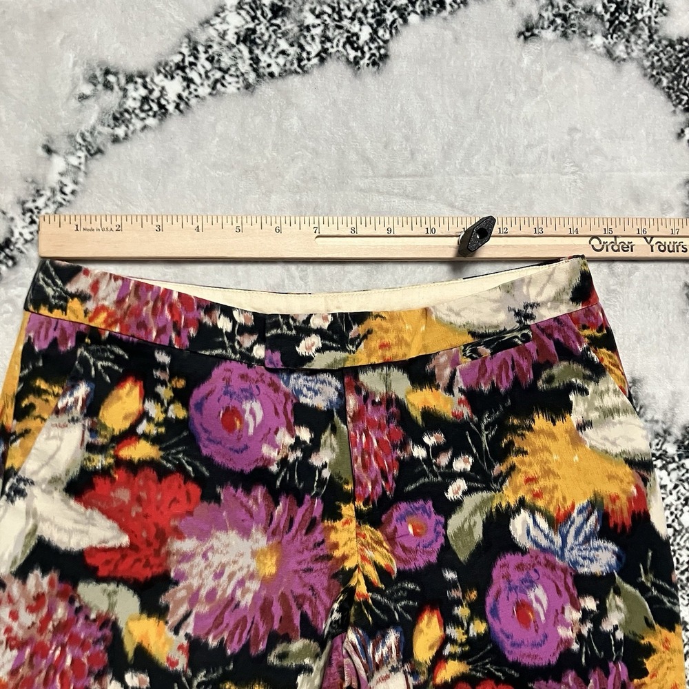 Elevenses Anthropologie Womens Sz 2 Multicolored‎ Floral Boho Cropped - Picture 2 of 10